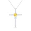 Thumbnail Image 1 of Heart-Shaped Citrine & White Lab-Created Sapphire Cross Necklace Sterling Silver 18&quot;