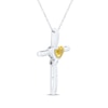 Thumbnail Image 2 of Heart-Shaped Citrine & White Lab-Created Sapphire Cross Necklace Sterling Silver 18&quot;