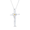 Thumbnail Image 3 of Heart-Shaped Citrine & White Lab-Created Sapphire Cross Necklace Sterling Silver 18&quot;