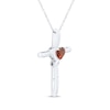 Thumbnail Image 2 of Heart-Shaped Garnet & White Lab-Created Sapphire Cross Necklace Sterling Silver 18&quot;