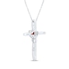 Thumbnail Image 3 of Heart-Shaped Garnet & White Lab-Created Sapphire Cross Necklace Sterling Silver 18&quot;