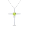 Thumbnail Image 1 of Heart-Shaped Peridot & White Lab-Created Sapphire Cross Necklace Sterling Silver 18&quot;