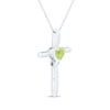 Thumbnail Image 2 of Heart-Shaped Peridot & White Lab-Created Sapphire Cross Necklace Sterling Silver 18&quot;