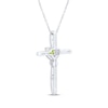 Thumbnail Image 3 of Heart-Shaped Peridot & White Lab-Created Sapphire Cross Necklace Sterling Silver 18&quot;