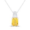 Thumbnail Image 1 of Emerald-Cut Citrine & White Lab-Created Sapphire Necklace Sterling Silver 18&quot;