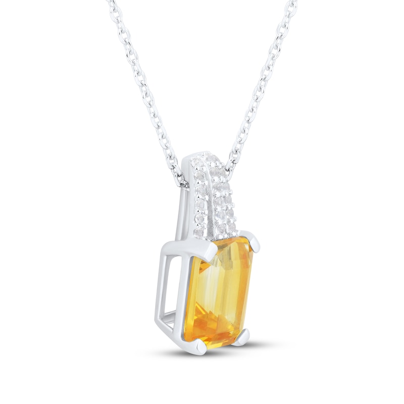 Main Image 2 of Emerald-Cut Citrine & White Lab-Created Sapphire Necklace Sterling Silver 18&quot;