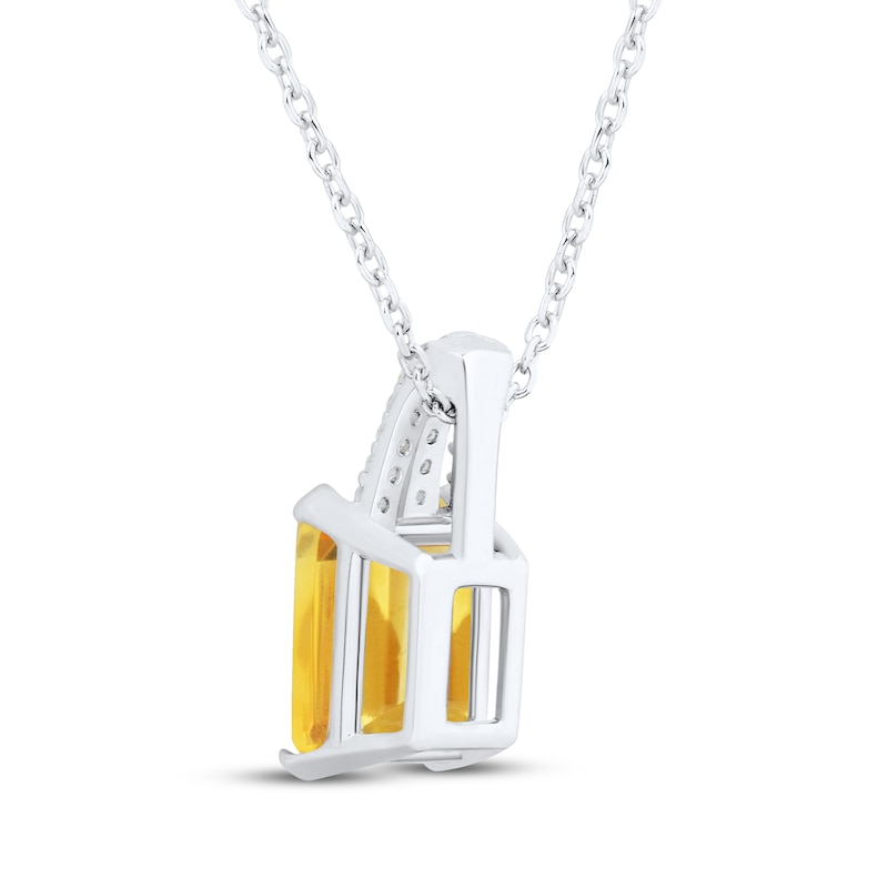 Main Image 3 of Emerald-Cut Citrine & White Lab-Created Sapphire Necklace Sterling Silver 18&quot;