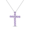 Thumbnail Image 1 of Amethyst Cross Necklace Sterling Silver 18&quot;