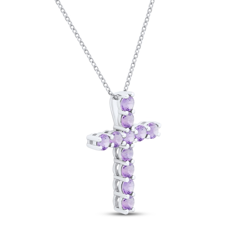 Main Image 2 of Amethyst Cross Necklace Sterling Silver 18&quot;