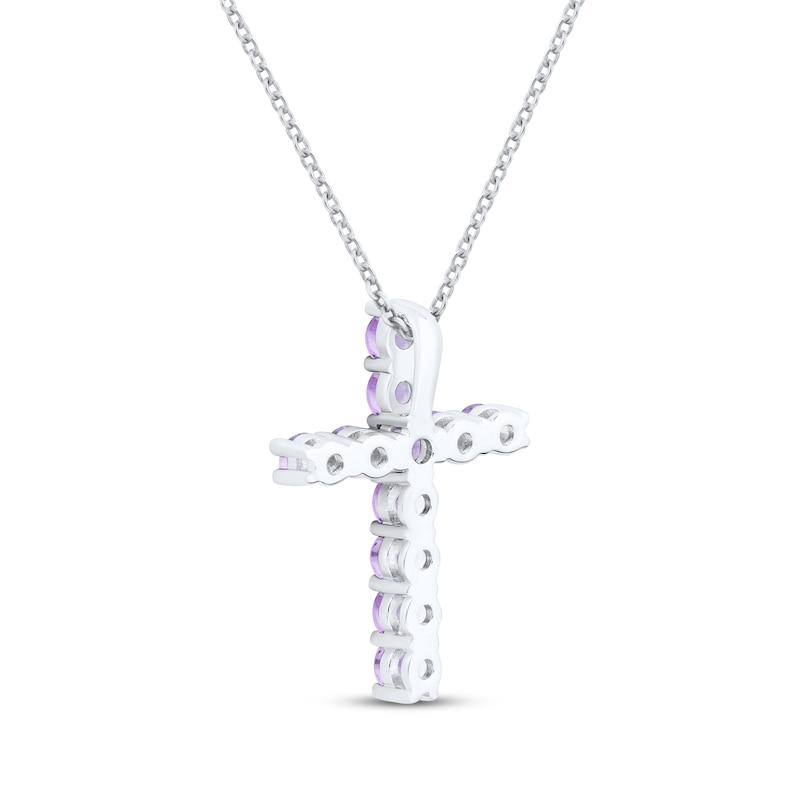 Main Image 3 of Amethyst Cross Necklace Sterling Silver 18&quot;