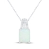 Thumbnail Image 1 of Emerald-Cut Lab-Created Opal & White Lab-Created Sapphire Necklace Sterling Silver 18&quot;