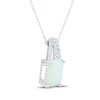 Thumbnail Image 2 of Emerald-Cut Lab-Created Opal & White Lab-Created Sapphire Necklace Sterling Silver 18&quot;