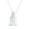 Thumbnail Image 3 of Emerald-Cut Lab-Created Opal & White Lab-Created Sapphire Necklace Sterling Silver 18&quot;