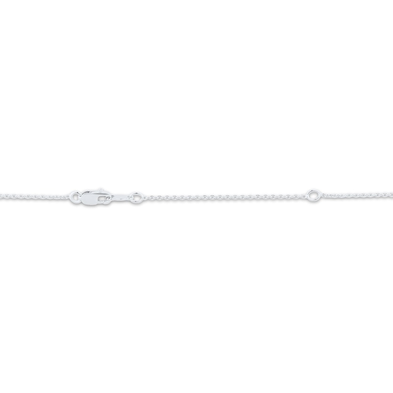 Main Image 4 of Emerald-Cut Lab-Created Opal & White Lab-Created Sapphire Necklace Sterling Silver 18&quot;