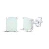 Thumbnail Image 1 of Emerald-Cut Lab-Created Opal Solitaire Stud Earrings Sterling Silver