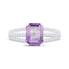 Thumbnail Image 3 of Emerald-Cut Amethyst & White Lab-Created Sapphire Ring Sterling Silver