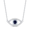 Thumbnail Image 1 of Blue & White Lab-Created Sapphire Evil Eye Necklace Sterling Silver 18&quot;