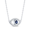 Thumbnail Image 2 of Blue & White Lab-Created Sapphire Evil Eye Necklace Sterling Silver 18&quot;