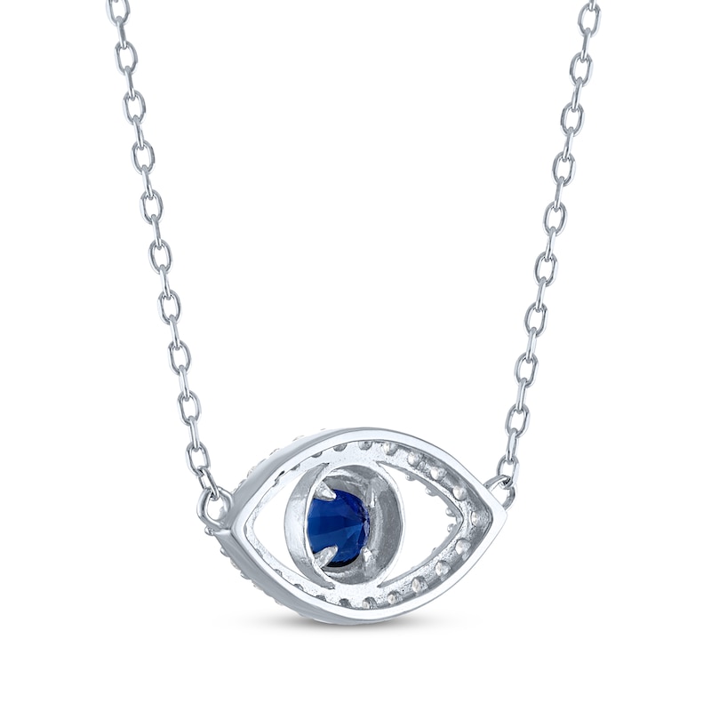 Main Image 3 of Blue & White Lab-Created Sapphire Evil Eye Necklace Sterling Silver 18&quot;