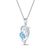 Thumbnail Image 3 of Oval-Cut Blue Lab-Created Opal & White Lab-Created Sapphire Dolphin Necklace Sterling Silver 18&quot;