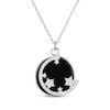 Thumbnail Image 1 of Black Agate & White Lab-Created Sapphire Crescent Moon & Stars Necklace Sterling Silver 18&quot;