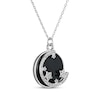 Thumbnail Image 2 of Black Agate & White Lab-Created Sapphire Crescent Moon & Stars Necklace Sterling Silver 18&quot;