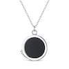 Thumbnail Image 3 of Black Agate & White Lab-Created Sapphire Crescent Moon & Stars Necklace Sterling Silver 18&quot;