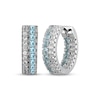 Thumbnail Image 1 of Swiss Blue Topaz & White Lab-Created Sapphire Huggie Hoop Earrings Sterling Silver