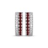 Thumbnail Image 2 of Garnet & White Lab-Created Sapphire Huggie Hoop Earrings Sterling Silver