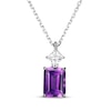 Thumbnail Image 1 of Emerald-Cut Amethyst & Square-Cut White Lab-Created Sapphire Necklace Sterling Silver 18&quot;