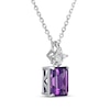 Thumbnail Image 2 of Emerald-Cut Amethyst & Square-Cut White Lab-Created Sapphire Necklace Sterling Silver 18&quot;