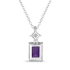 Thumbnail Image 3 of Emerald-Cut Amethyst & Square-Cut White Lab-Created Sapphire Necklace Sterling Silver 18&quot;