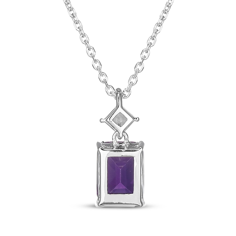 Main Image 3 of Emerald-Cut Amethyst & Square-Cut White Lab-Created Sapphire Necklace Sterling Silver 18&quot;