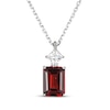 Thumbnail Image 1 of Emerald-Cut Garnet & Square-Cut White Lab-Created Sapphire Necklace Sterling Silver 18&quot;