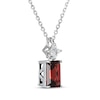 Thumbnail Image 2 of Emerald-Cut Garnet & Square-Cut White Lab-Created Sapphire Necklace Sterling Silver 18&quot;