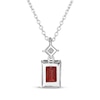 Thumbnail Image 3 of Emerald-Cut Garnet & Square-Cut White Lab-Created Sapphire Necklace Sterling Silver 18&quot;