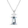 Thumbnail Image 1 of Emerald-Cut Aquamarine & Square-Cut White Lab-Created Sapphire Necklace Sterling Silver 18&quot;