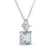 Thumbnail Image 2 of Emerald-Cut Aquamarine & Square-Cut White Lab-Created Sapphire Necklace Sterling Silver 18&quot;