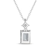 Thumbnail Image 3 of Emerald-Cut Aquamarine & Square-Cut White Lab-Created Sapphire Necklace Sterling Silver 18&quot;