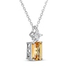 Thumbnail Image 2 of Emerald-Cut Citrine & Square-Cut White Lab-Created Sapphire Necklace Sterling Silver 18&quot;