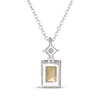 Thumbnail Image 3 of Emerald-Cut Citrine & Square-Cut White Lab-Created Sapphire Necklace Sterling Silver 18&quot;