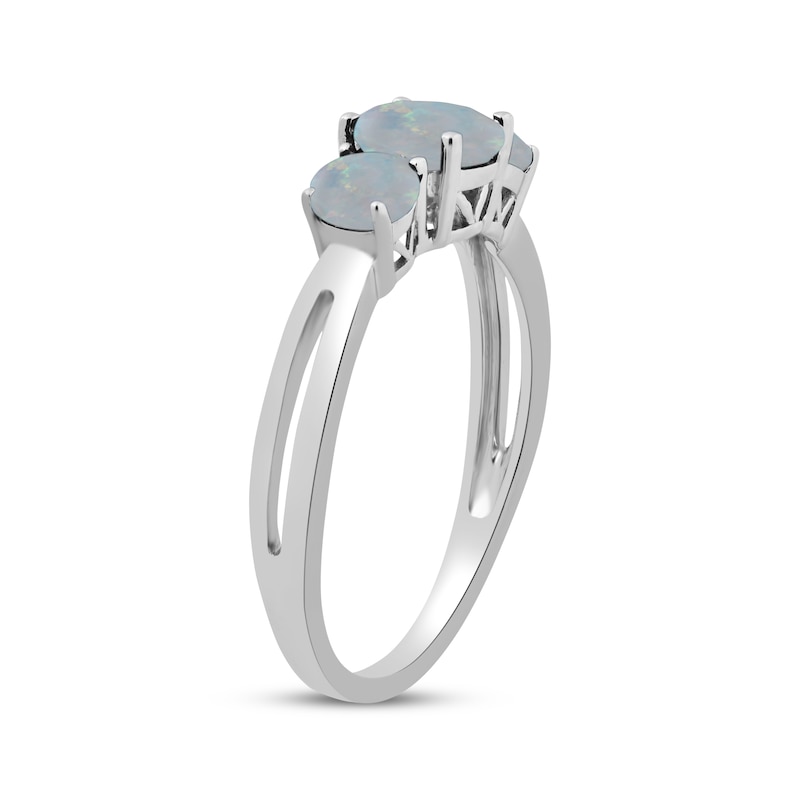 Lab-Created Opal Graduated Three-Stone Ring Sterling Silver