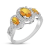 Thumbnail Image 2 of Oval-Cut Citrine & White Lab-Created Sapphire Three-Stone Ring Sterling Silver