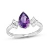 Thumbnail Image 0 of Pear-Shaped Amethyst & White Lab-Created Sapphire Ring Sterling Silver