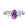 Thumbnail Image 2 of Pear-Shaped Amethyst & White Lab-Created Sapphire Ring Sterling Silver