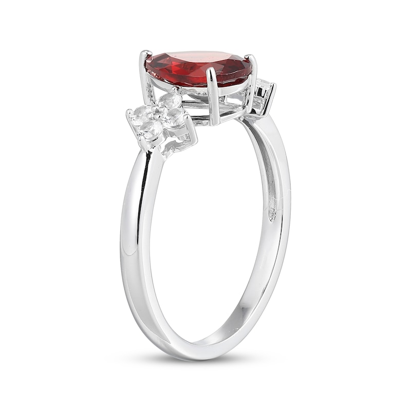 Pear-Shaped Garnet & White Lab-Created Sapphire Ring Sterling Silver