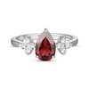 Thumbnail Image 3 of Pear-Shaped Garnet & White Lab-Created Sapphire Ring Sterling Silver