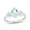 Thumbnail Image 0 of Pear-Shaped Aquamarine & White Lab-Created Sapphire Ring Sterling Silver