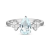 Thumbnail Image 2 of Pear-Shaped Aquamarine & White Lab-Created Sapphire Ring Sterling Silver