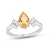 Thumbnail Image 1 of Pear-Shaped Citrine & White Lab-Created Sapphire Ring Sterling Silver